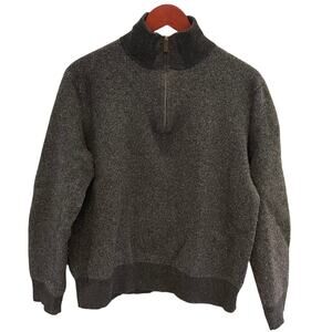 Men's Gray 100% Merino Wool Quarter Zip Long Sleeve Sweater,